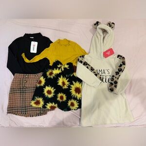 PatPat Kids Dresses Set - Black, Yellow, Cream